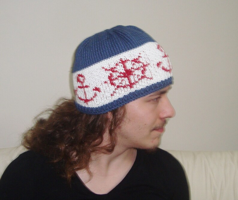 Hats Nautical Sailor Anchor Beanie Hats Summer Hand Knit Beret Etsy New Zealand