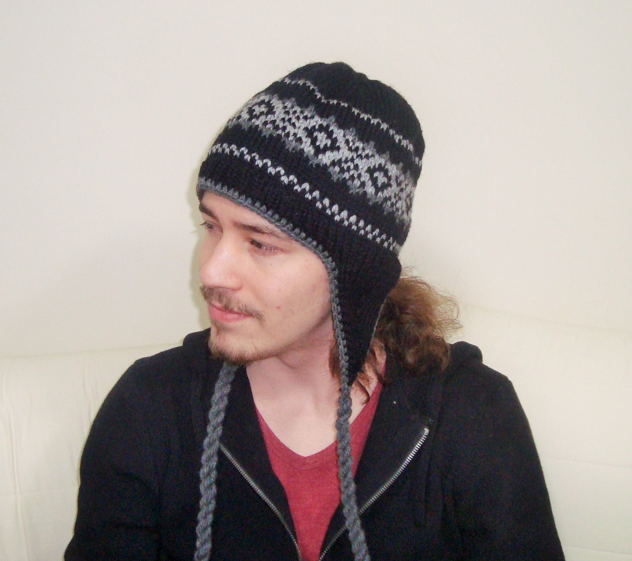 toilet peddelen Meditatief Wool Men's Hats Winter Mens Hats With Ear Flaps in Black - Etsy