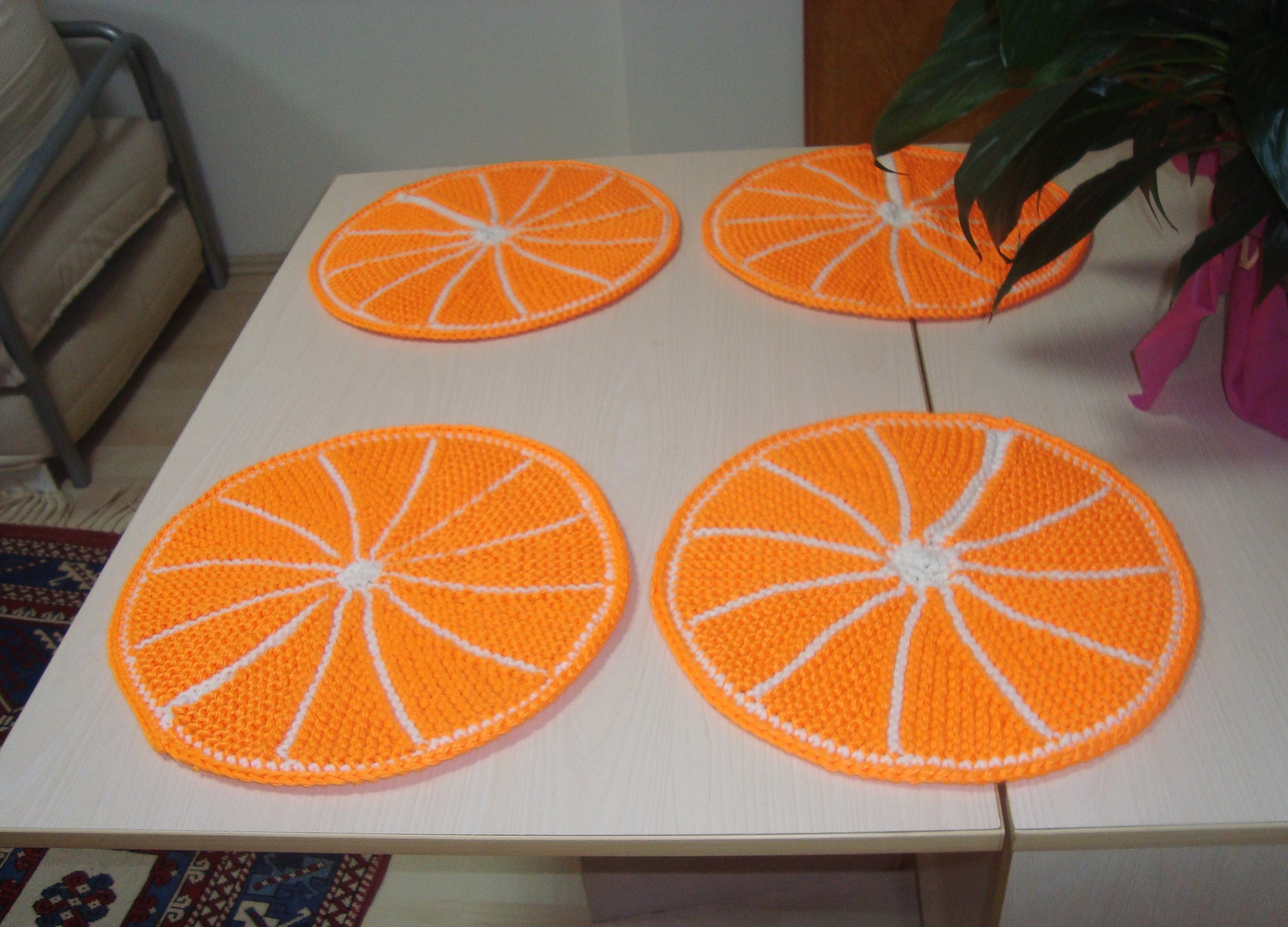 Round Orange Placemats Orange Fruit Slice Set of 2 4 6 Round Etsy UK