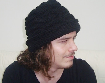 Mens Hats fedora winter hats with brims men winter hats with brim, fedora black, gift for men small to M, L, XL, xxl hand knit knitted