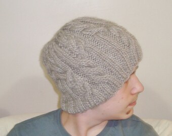 hand knit hats for men gift in beige beanie beret winter men's gifts