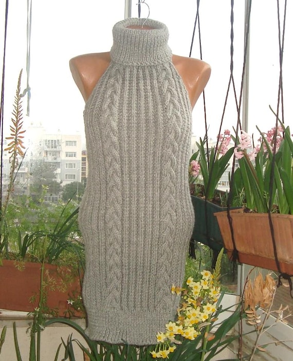 ニット/セーター Monotone Back Tail Turtleneck Knit Cable Knit Mock Neck Sweater Gray | Dynamite