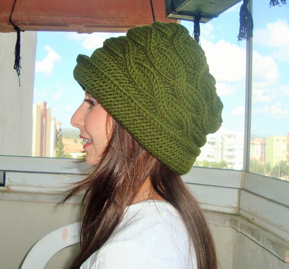 Winter Womens Hats With Brim, Hand Knit Hat for Women's Winter