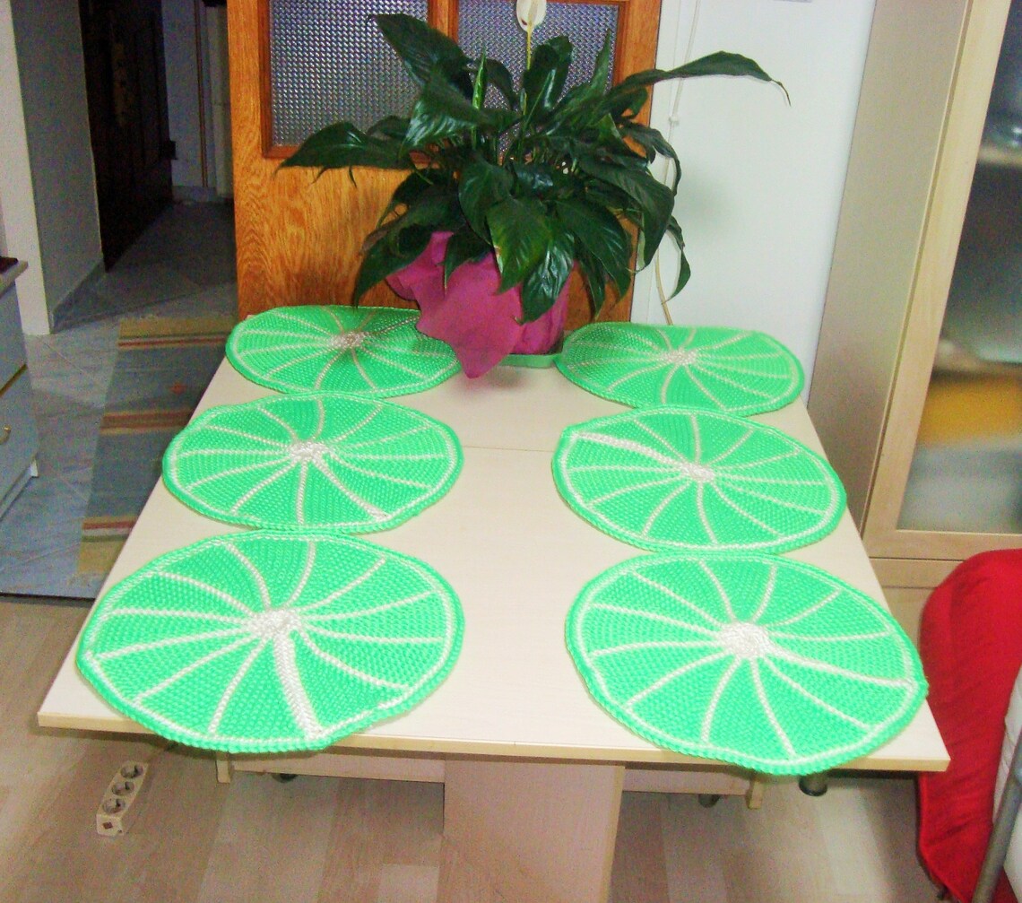 Orange Placemats Set Of 6 Sets of 4 8 Round Washable Hand Etsy