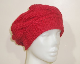 tricot à la main Red Hats Femme Béret Bonnet Chapeaux cadeau de Noël pour femmes cadeaux rouges pour les siens à vendre