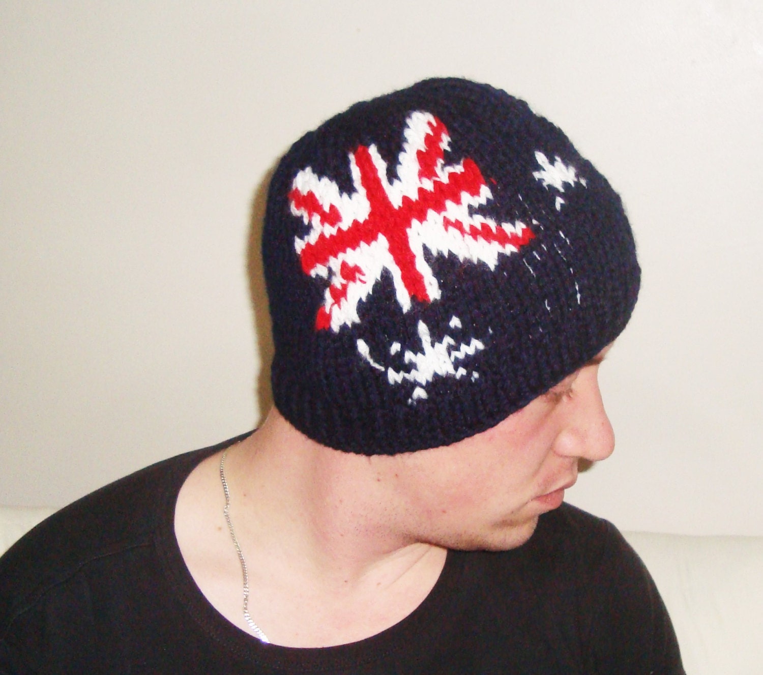AUSTRALIAN FLAG Beanie HAT / Mens Hat Beanie Hat in Blue Red Etsy