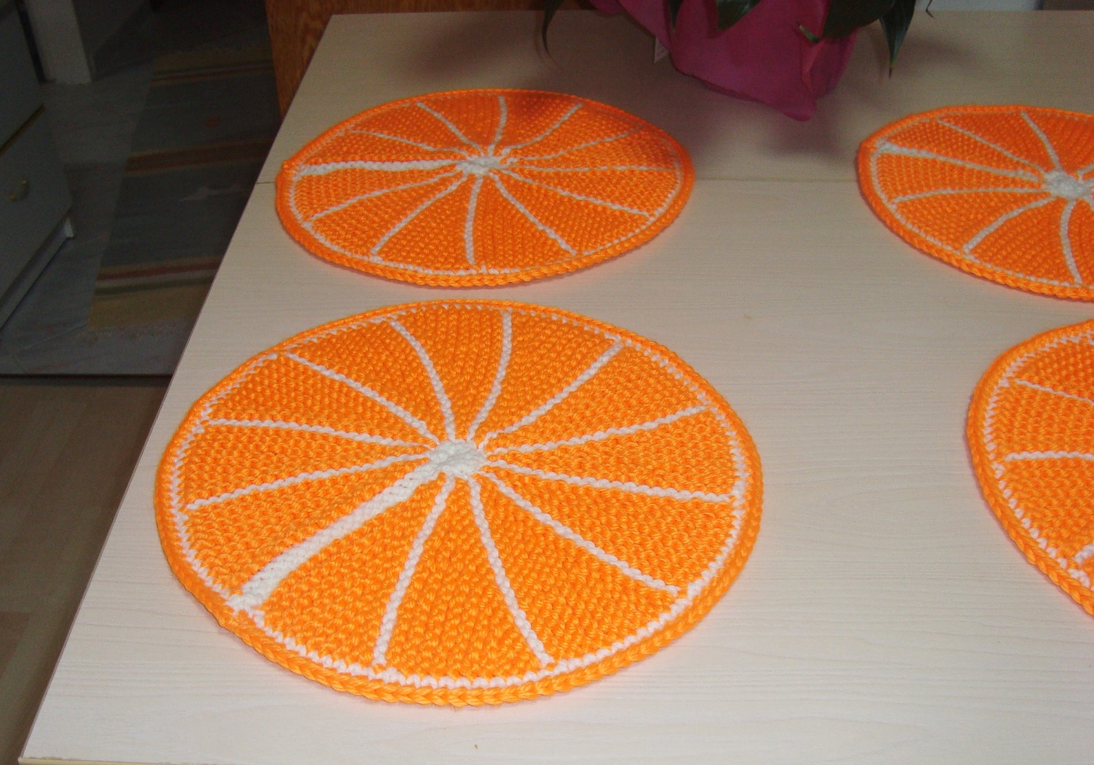 Round Orange Placemats Orange Fruit Slice Set of 2 4 6 Round Etsy UK