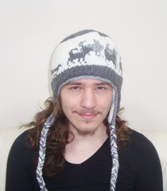 mens knit hat with ear flaps