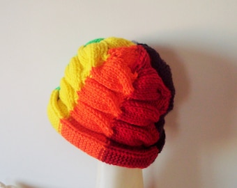 Rainbow Hat Winter - Hat Winter Rainbow - Hand Knit Womens Winter Hat Rainbow Hat - Hand Knitted Women Gift