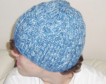 Wool Men's beanie Hats winter Men Hats beanies in blue white hand Knitted Hats, gifts for Him christmas gift