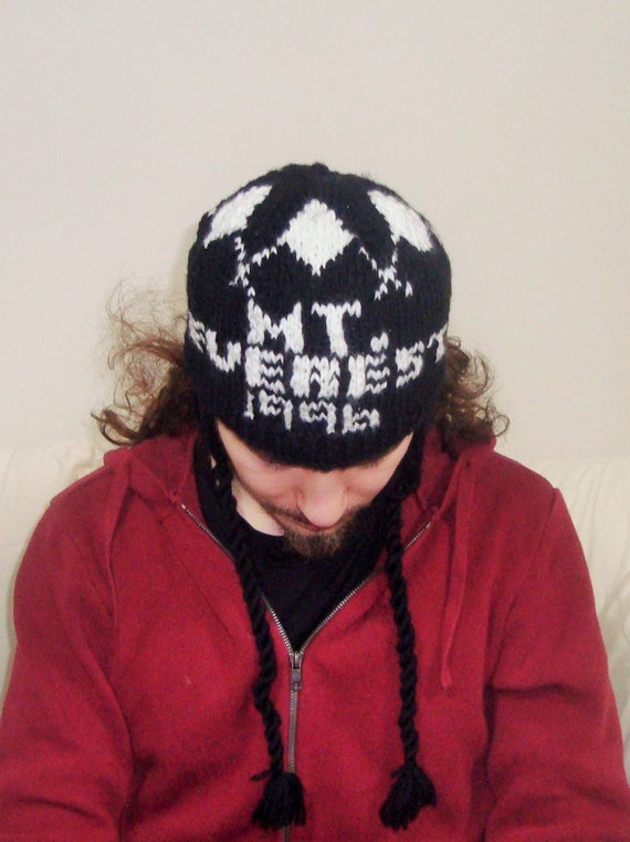 Hand-knitted Wool Hat With Ear Flaps: Mt. Everest 1996 Design