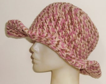 Chapéu de inverno de crochê para mulheres: aba cloche, lã multicolorida, presentes para ela