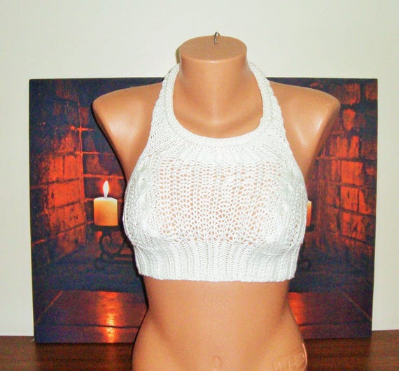 white knit halter top