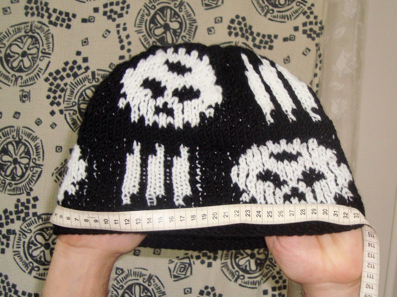 hand Knit skull Hats, skull gifts for Womens, Men, Hers Him, skull gifts Boyfriend, Beanies for Men, Beanie women, black Hats women, Men's image 10