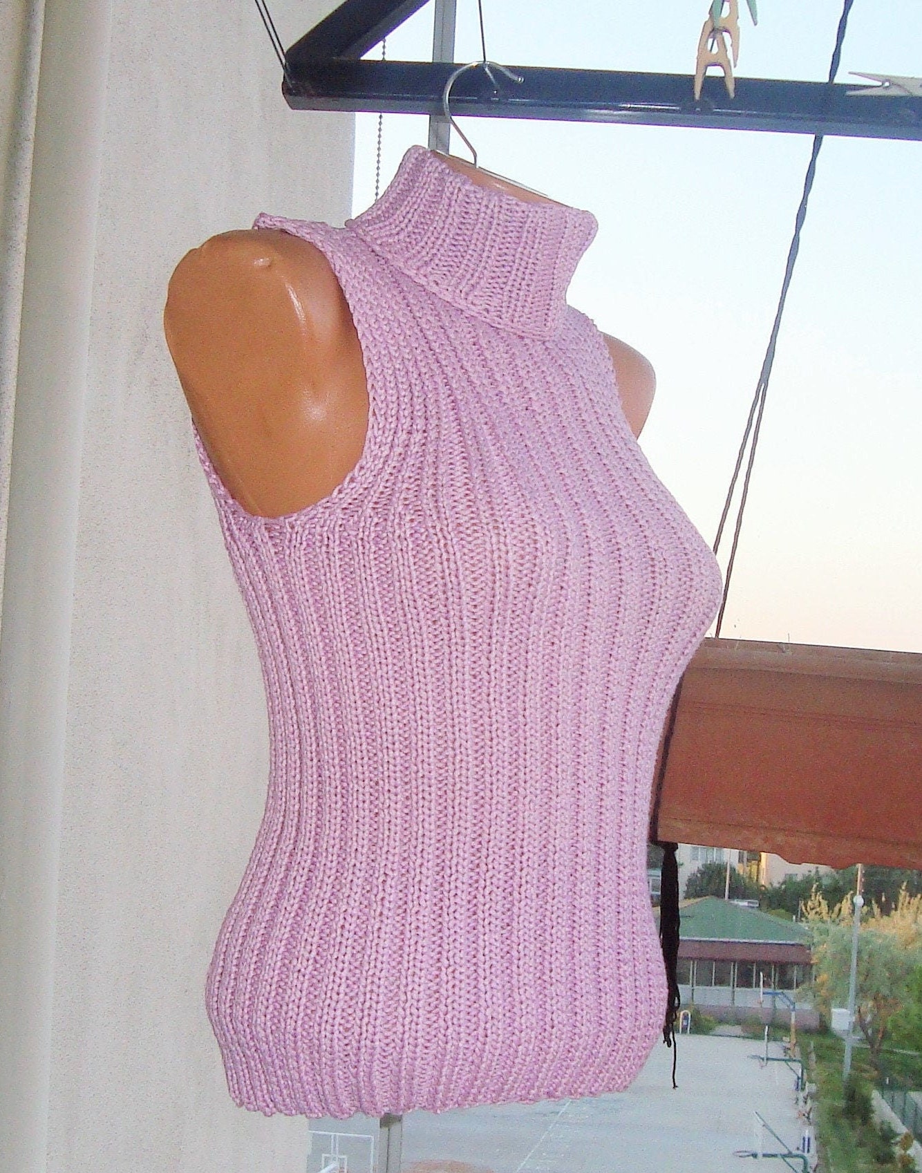Womens Turtleneck Sleeveless Sweater Mens Lavender Lilac Blouse Summer Highneck Tank Top Hand Knit Rib Ribbed Knitted Tube Tops Etsy Canada