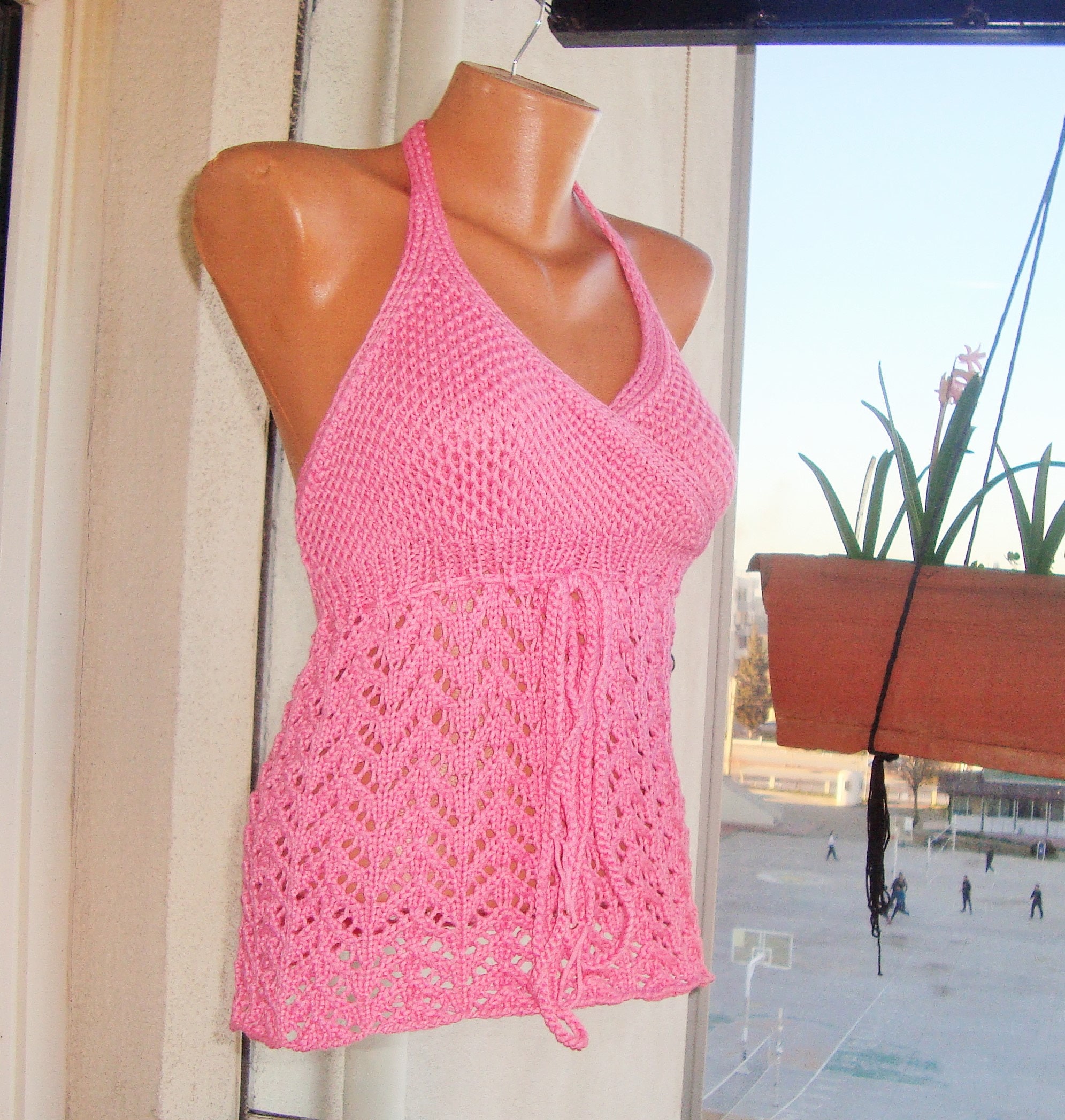Pink Tops for Women / Hand Knit Pink Blouse / Pink Summer Tops - Etsy Canada