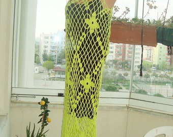 lime green crochet dress SHINE BRIGHT CROCHET SEQUIN MAXI DRESS IN GREEN main image 1