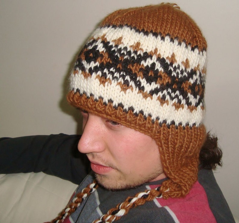 Wool Mens Hats Winter Men's Hat with Ear Flaps in Brown Etsy