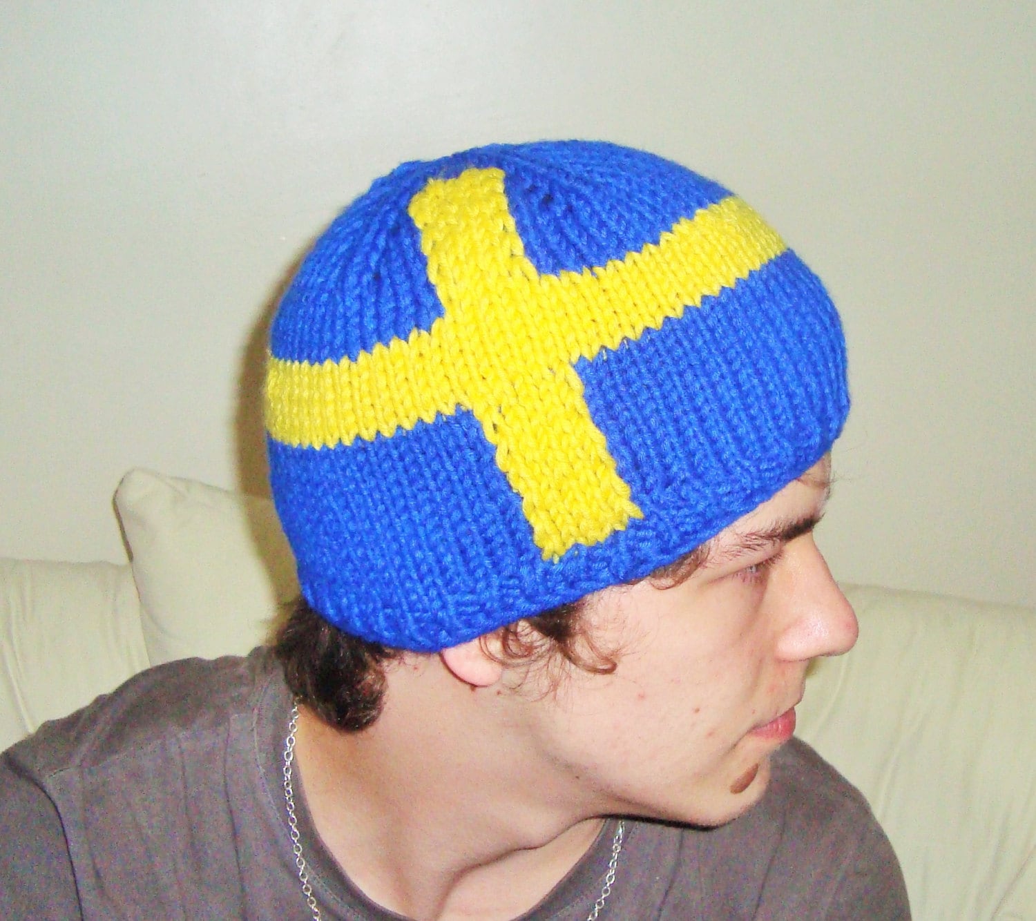 Sweden Flag Beanie Hat Hand Knit for Men Women in Blue Yellow - Etsy