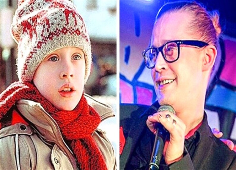 May include: A split image showing two portraits. The left side features a young person in a winter hat and red scarf. The right side shows a person wearing glasses and a black jacket, holding a microphone.