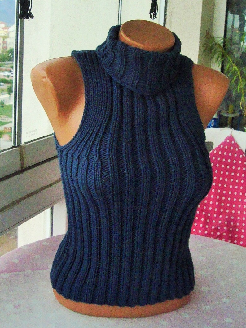 Women Turtleneck Sleeveless Tank Top 