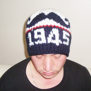 Custom Knit Winter Beanie: Personalized Date Hat, Acrylic Wool Blend