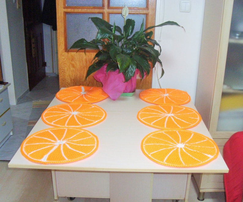 Orange Placemats Set Of 6 Sets of 4 8 Round Washable Hand Etsy