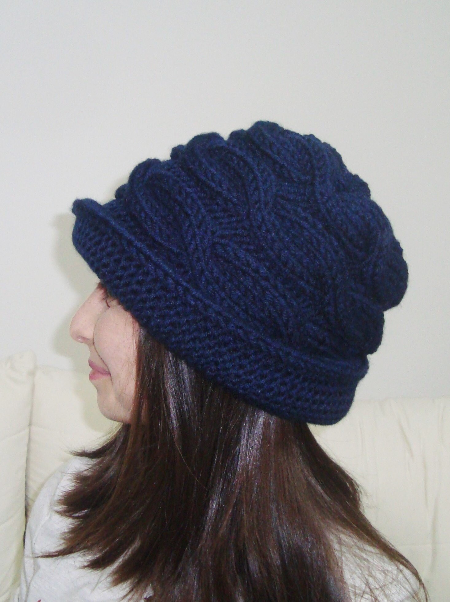 Women's Hats Winter Womens Hats With Brim Cloche in Navy Blue Hand Knitted  Hats, Women Gifts for Her Mom Gifts Hand Knit S, M, L, XL Hats -  New  Zealand