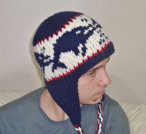 Fishing Gifts for Men's Women's Hat With Ear Flap in Navy Cream