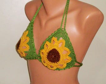 sunflower festival clothing women top bra crochet sunflower gifts for her - Etsy Design Awards 2023