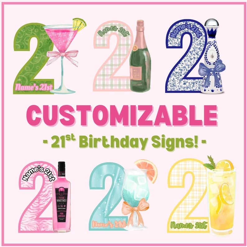 Custom 21st Birthday Sign: Personalized Sign Night Poster (digital JPG ...