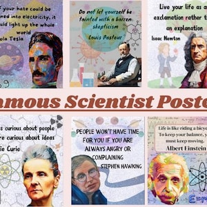 Pósters de científicos famosos / Imprimibles / Decoración para aulas de ciencias / Descarga digital / Decoración de pared para aulas / Einstein / Nicola / Stephan