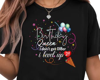 Camiseta de la Reina del Cumpleaños / Regalo de Cumpleaños para Ella / Camiseta de Algodón de Moda para Mujer / Camiseta Personalizada para el 21.º Cumpleaños