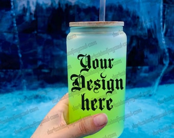 Summerween mockup, frosted glass cup mockup, goth mockups, summer mockup, mockups for summer, cold drink summer mock, spooky mockup