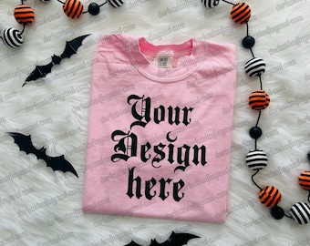 Comfort Colors C1717 Blossom Shirt Mockup, Comfort Colors Mockup, Pink Shirt Mockup, Halloween Mockup Shirt, Spooky Halloween Mockup