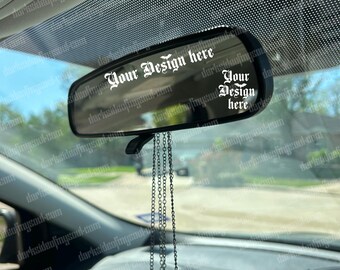 Realistic Car Mockup, Rear View Mirror Mockup, Car Mockup, Mockup For Decals, Spooky Car Mockup, Rear View Mirror Car Mockup
