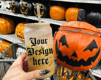 Frosted Glass Mockup, Spooky Glass Mockup, Halloween Mockups, Witchy Mockups, Libby Glass Mockup, Halloween Frosted Glass Mockup