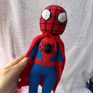 Handmade Crochet Spiderman Doll,  Amigurumi Superhero Plush, Marvel-Inspired Gift for Kids & Collectors – Spiderman Toy –