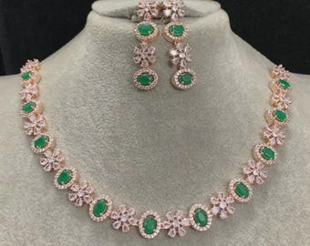 Green Necklace set | bridal jewellery set | indian jewellery set | Statement Necklace with Earrings