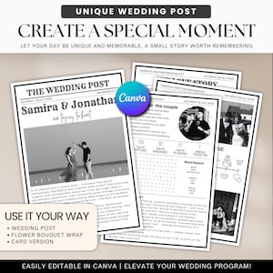 Editable Wedding Newspaper Program Template: Canva DIY (Digital Download)