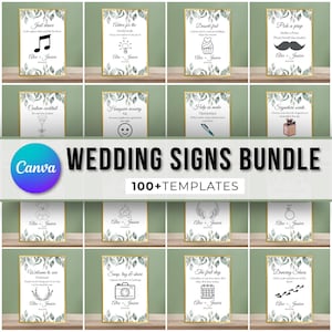 Minimalist Wedding Sign Bundle: 100+ Modern Canva Templates (Instant Download)