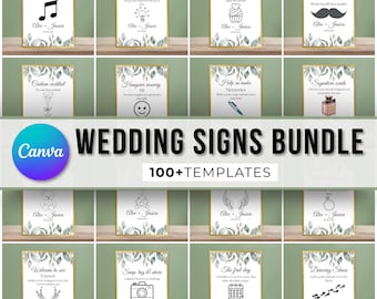 Minimalist Wedding Sign Bundle: 100+ Modern Canva Templates (Instant Download)