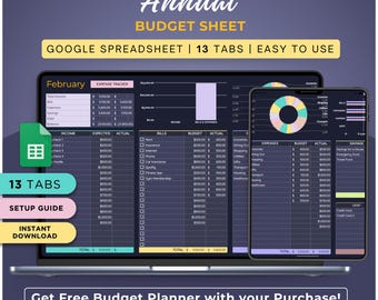 Google Sheets Budget Template: Annual & Monthly Finance Tracker (Digital Download)