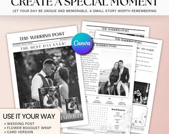 Hochzeitszeitungsprogramm Vorlage: Bearbeitbares Canva Design (Digitaler Download)