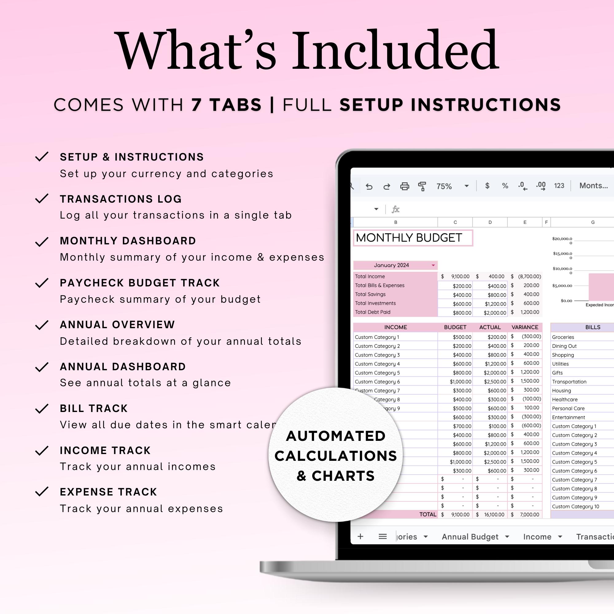 Income and Expense Tracker: Google Sheets Budget Template (digital ...