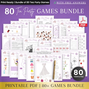80 Tea Party Games Bundle, Printable Tea Party Activities, Ladies Tea Party Games, Tea Party Bundle Garden Tea Party, Bridal Tea Party Games