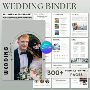 The Ultimate 300 Page Wedding Day Binder Template, Wedding Day Coordination, Wedding Day Information,Wedding Itinerary,Wedding Planner,Canva