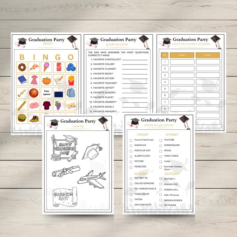 Graduation Party Games Bundle, Printable Activity Sheets, Class of 2026 ...