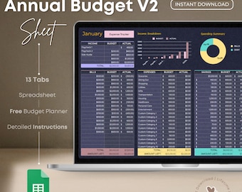 Annual Budget Google Sheets: Monthly, Weekly, Biweekly Planner (Digital Download)