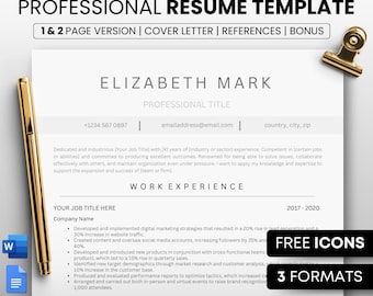 Professionell CV-mall: ATS-vänlig, personligt brev, referenser (Google Dokument, Word, Pages)